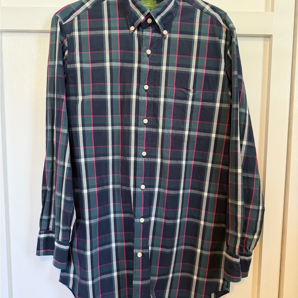 Sid Mashburn Men's Plaid Button-Down Shirt - Blue and Pink
